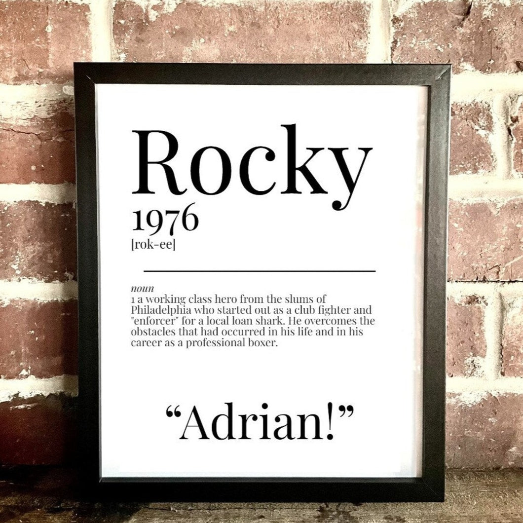 Movie Dictionary Description Quote Print - Rocky - Movie Prints by Zwag