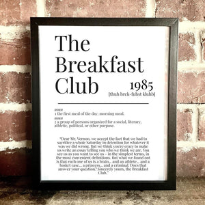Movie Dictionary Description Quote Print - The Breakfast Club - Movie Prints by Zwag