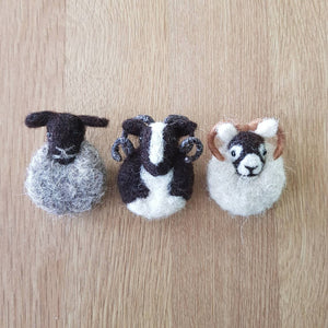 Jacobs Sheep - Needle Felted Brooch - Useless Buttons