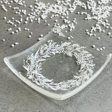 Load image into Gallery viewer, Wreath Glass Small Trinket Dish - Glass Dish - Christmas Wreath - Twice Fired - Candle Holder
