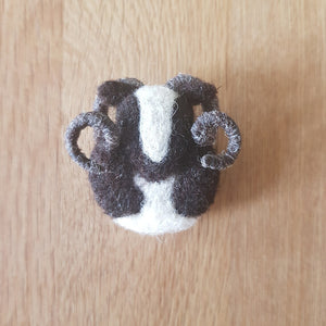 Jacobs Sheep - Needle Felted Brooch - Useless Buttons