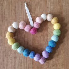 Load image into Gallery viewer, Pastel Rainbow Heart - Felt Ball Hanging Decoration - Useless Buttons
