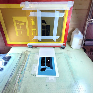 Watching through the Night Screenprint - Cat print in 2 sizes - Or8 Design