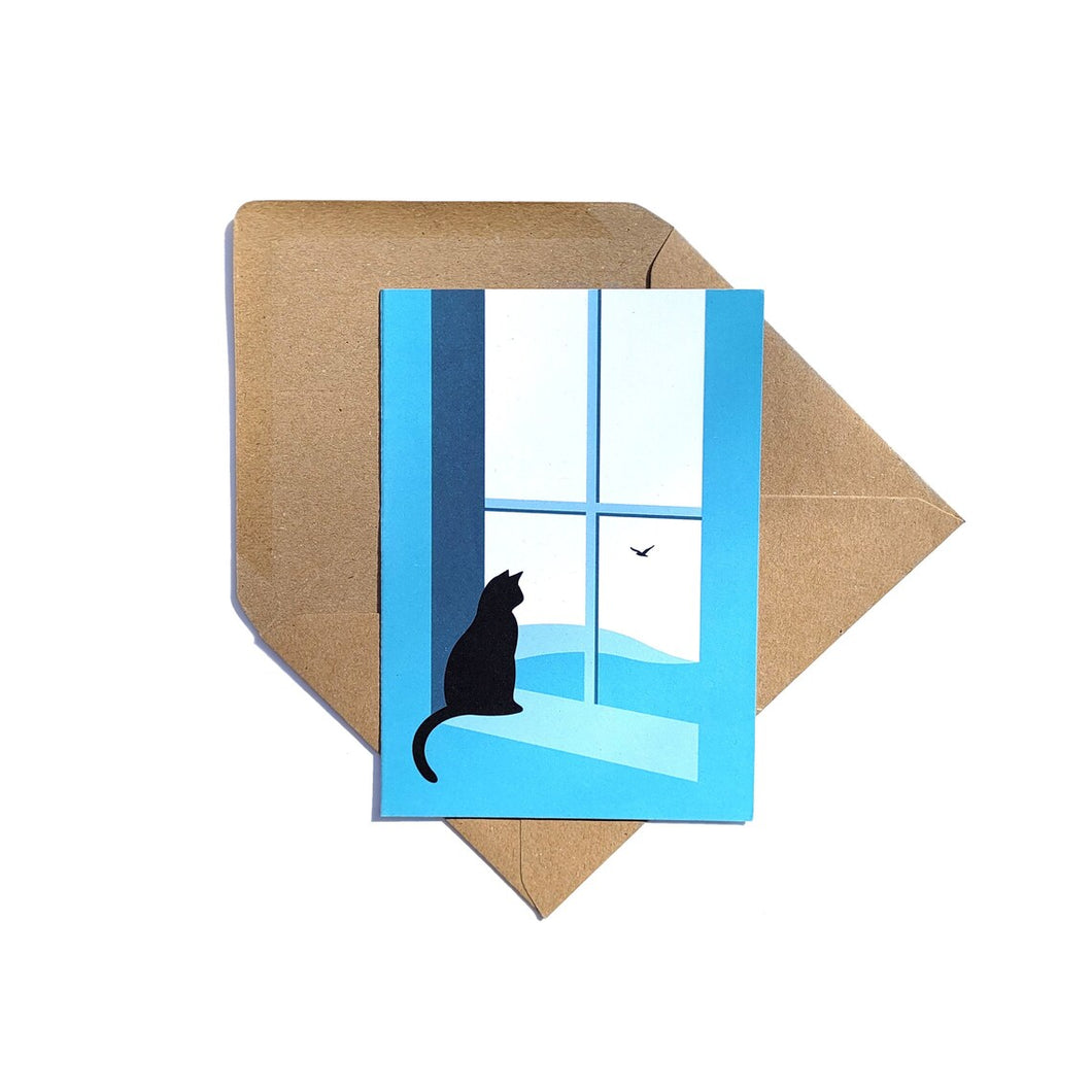 Watching through the Window - Cat Greetings Card - Or8 Design