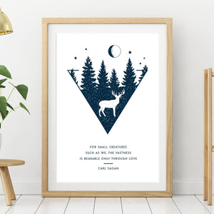 Print - A3 - For small creatures such as we - Carl Sagan Science Print - Blush and Blossom