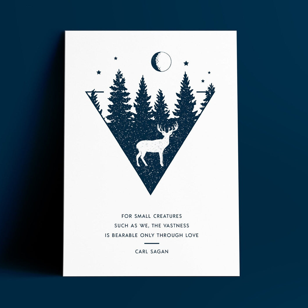 Print - A3 - For small creatures such as we - Carl Sagan Science Print - Blush and Blossom