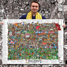 Load image into Gallery viewer, Football Mishmash – The History of Soccer in One Image - Nostalgia Print - The Mishmash Man - Football Fans
