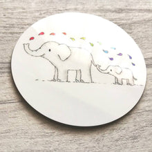 Load image into Gallery viewer, Coaster - Rainbow Elephants - Round Coaster - By Kate Elford
