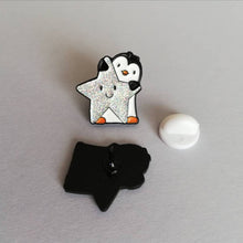 Load image into Gallery viewer, Enamel Pin - Penguin - Wish Upon a Star - Positive Pin - By Kate Elford
