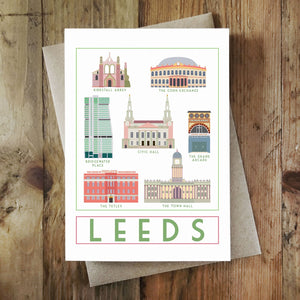 Leeds Landmarks greetings card - Sweetpea and Rascal - Yorkshire Greetings