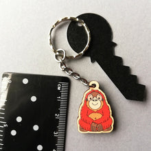 Load image into Gallery viewer, Wooden Keyring - The Optimistic Orangutan - Cute mini key ring - By Kate Elford
