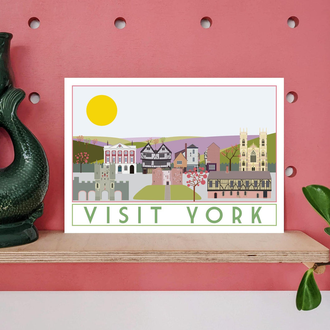 Visit York Landmarks Travel Inspired Poster Print - Sweetpea & Rascal - Yorkshire prints