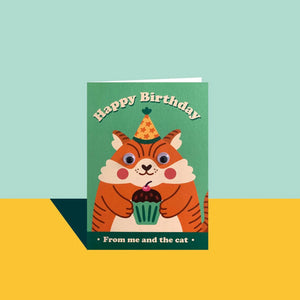 Happy Birthday From Me And The Cat - Googly Eyes Card - JAM Artworks