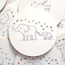 Load image into Gallery viewer, Coaster - Rainbow Elephants - Round Coaster - By Kate Elford
