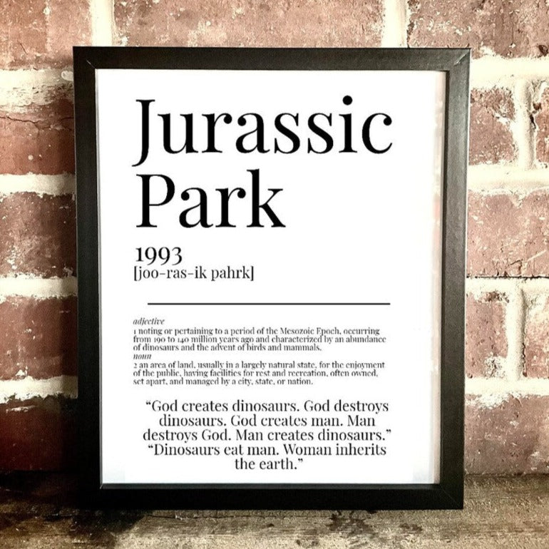 Movie Dictionary Description Quote Print - Jurassic Park - Movie Prints by Zwag