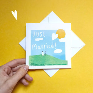 Just Married - Greetings Card - Illustrator Kate - Wedding Congratulations