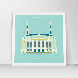 Civic Hall, Millennium Square, Leeds - Square Print - Empty Insides Art