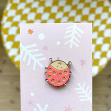 Load image into Gallery viewer, Ladybird Wooden Pin Badge - Squirrelbandit
