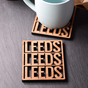 Leeds Leeds Leeds - Wooden lasercut coaster - Leeds United - Allmappedout