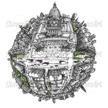 Load image into Gallery viewer, Leeds Town Hall Globe - Square Print - StavesArt
