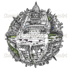 Leeds Town Hall Globe - Square Print - StavesArt