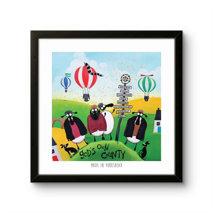 Framed Print - Made in Yorkshear - Sheep Puns - Yorkshire Art - Mervyn Tay Art