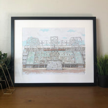 Load image into Gallery viewer, Old Trafford Football Stadium Print - Manchester United - A4 print - Art by Arjo - Football fans
