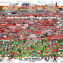 Load image into Gallery viewer, Manchester United Mishmash – The History of The Red Devils in One Image - Nostalgia Print - The Mishmash Man
