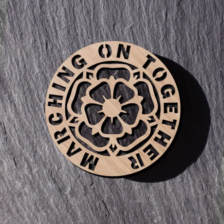 Marching On Together - Wooden lasercut coaster - Leeds United - Allmappedout