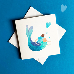 Mermaids in love greetings card - Illustrator Kate