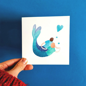 Mermaids in love greetings card - Illustrator Kate