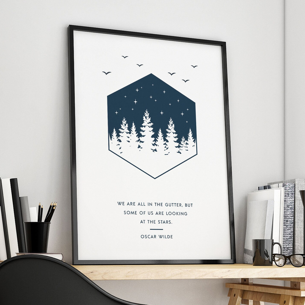 Print - A3 - Looking at the Stars - Oscar Wilde Literary Print - Blush and Blossom