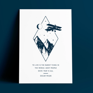 Print - A3 - To live is the rarest thing in the world - Oscar Wilde Literary Print - Blush and Blossom