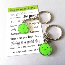 Load image into Gallery viewer, Acrylic Keyring - Pea of Positivity - Cute mini positivity key ring - By Kate Elford

