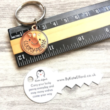 Load image into Gallery viewer, Enamel Keyring - Lucky Penny - Cute mini key ring - By Kate Elford
