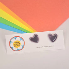 Load image into Gallery viewer, Medium Ceramic Heart Studs - Lots of colours - Upsydaisy Craft
