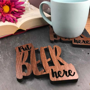 Put Beer Here - Wooden lasercut coaster - Allmappedout