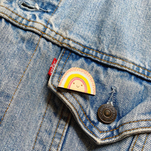 Load image into Gallery viewer, Rainbow Wooden Pin Badge - Squirrelbandit
