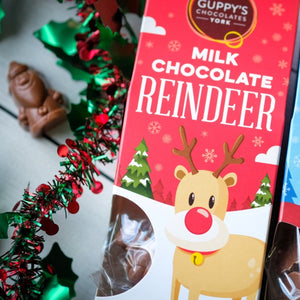 Festive Chocolate Shapes - Reindeer - Milk Chocolate - Guppys Chocolate