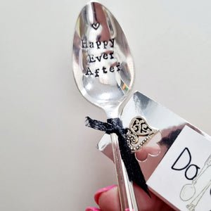 Happy Ever After - stamped teaspoon - Dollop and Stir - Wedding / Engagement gift idea