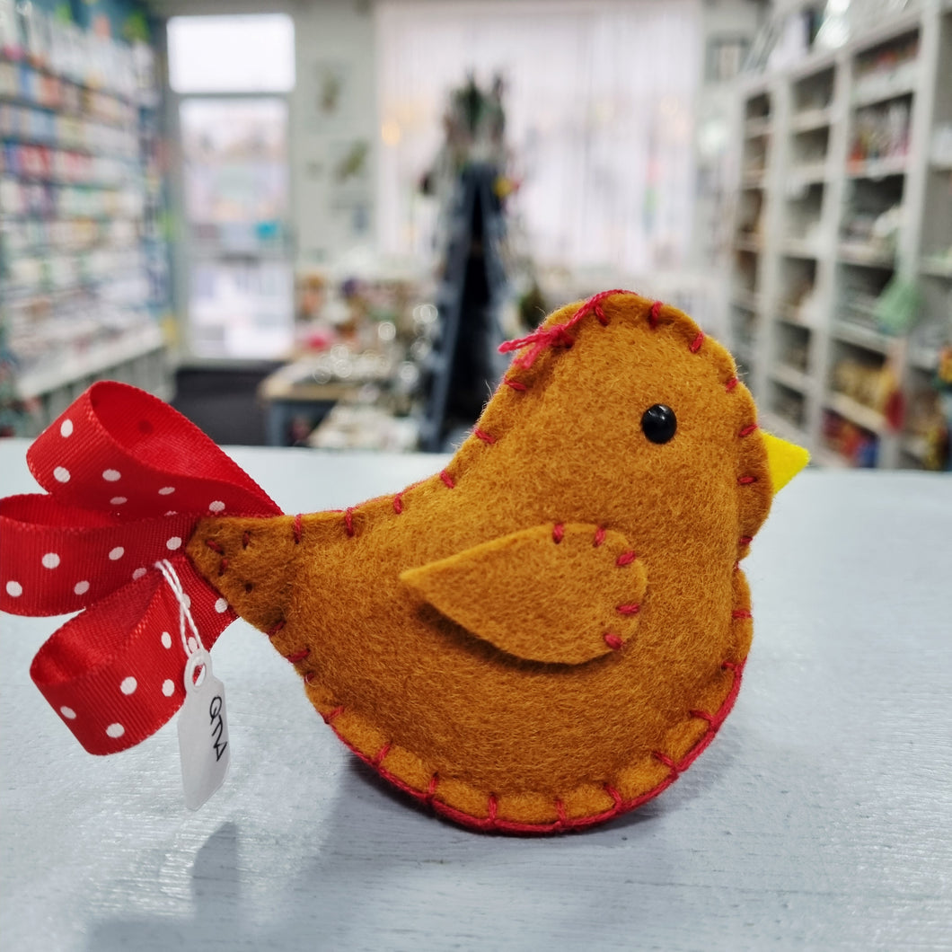 Christmas Decoration - Handmade Felt Robin - Quirky Threads Art