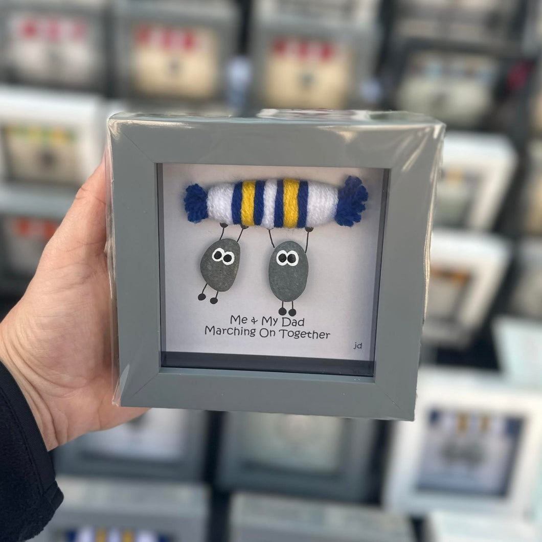 Leeds United Pebble Art Frame - Me And My Dad Marching On Together - Child Swinging from Scarf - Pebbled19 - Football Fans