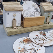 Load image into Gallery viewer, Row of Cottages with Bicycles Coaster Set - Tina's Lovely Creations
