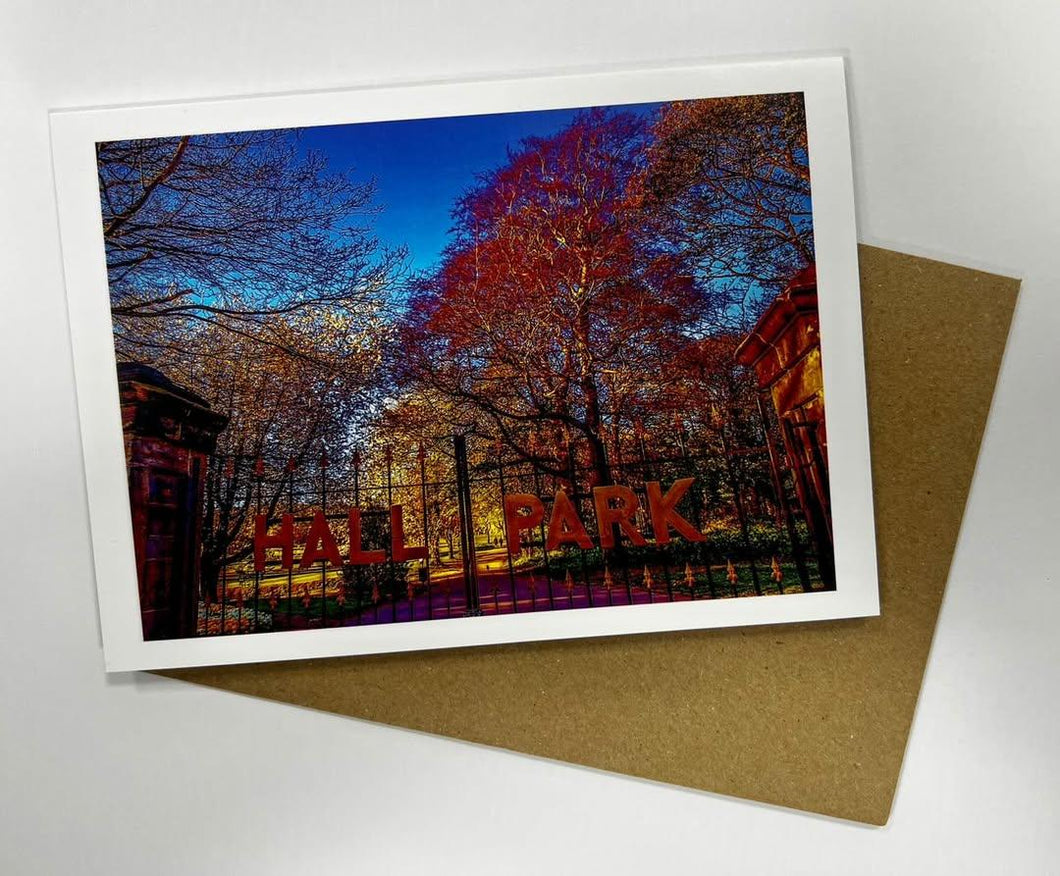Horsforth Hall Park Gates - Greetings Card - RJHeald Photography