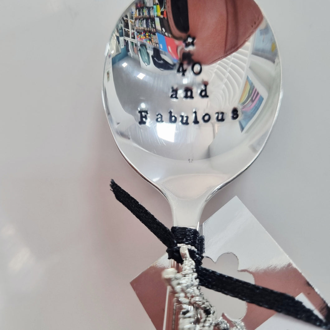 40 and Fabulous - stamped spoon - Dollop and Stir