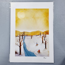 Load image into Gallery viewer, Sledging A5 Print - Illustrator Kate - Yorkshire gifts
