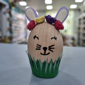 Easter Bunny - Wooden Decoration  - Paper Rolled Rose - Flowers by Laurzy