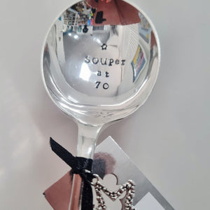 SOUPer at 70 - stamped spoon - Dollop and Stir