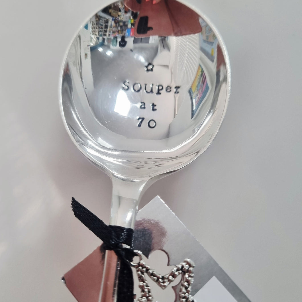 SOUPer at 70 - stamped spoon - Dollop and Stir