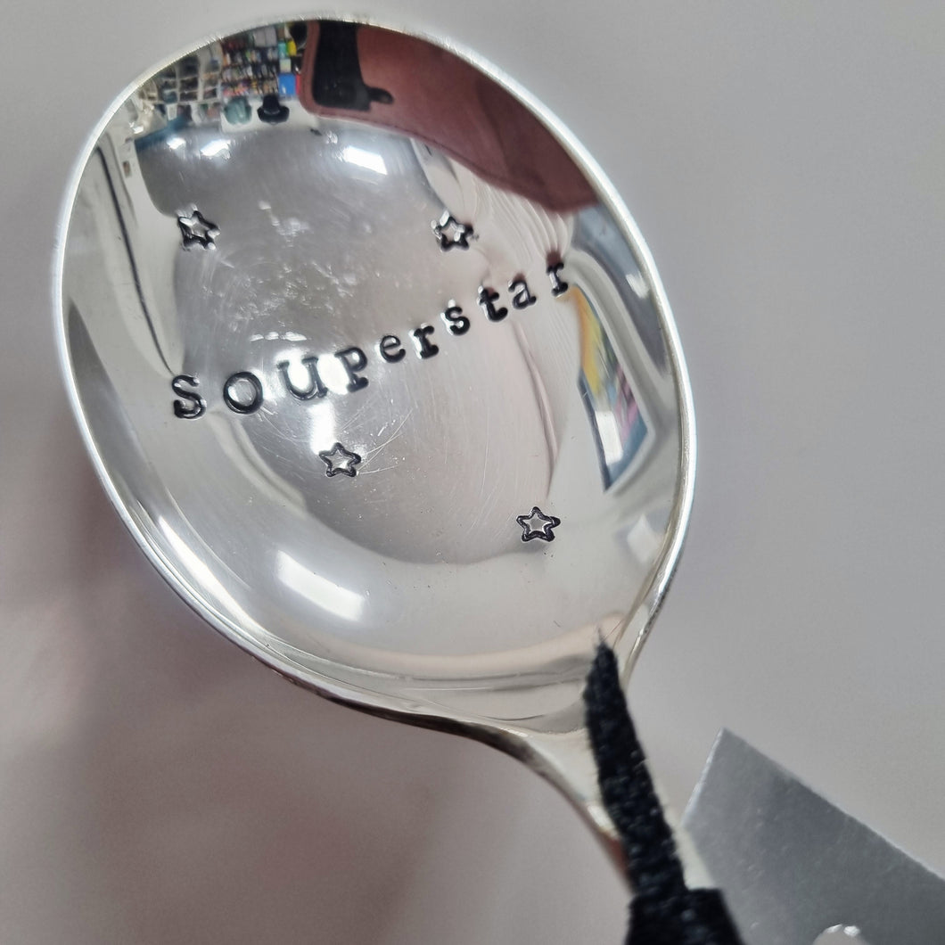 SOUPerstar - stamped spoon - Dollop and Stir - Sentimental Puns